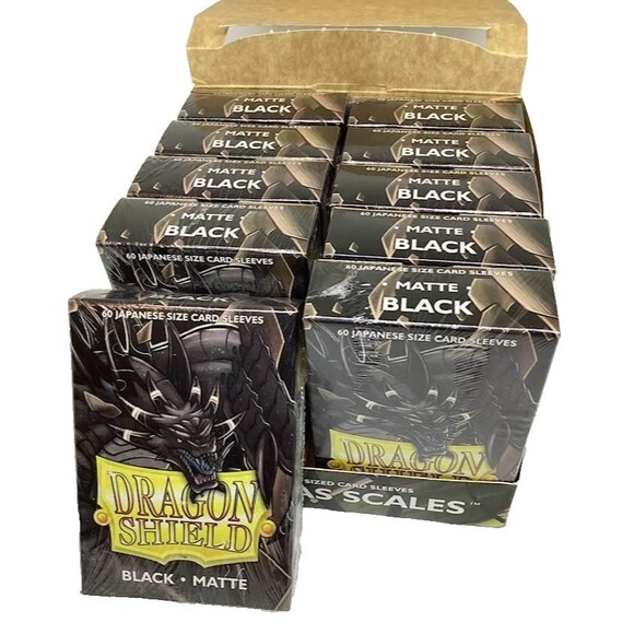 Dragon Shield Japanese Sz Matte Black Card Sleeves Case 10 Boxes Sokush 600 NEW - Picture 3 of 10